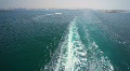 Trace Of Cruise Ship On Cyan Water Surface