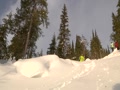 Skiier Hitting Pillow Jump