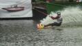 Wakeboarder Jumps Shows Tricks Somersaults, Water Sportsman