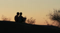Loving Couple Silhouette Desert Sunset