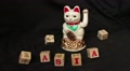 Lucky Asian Cat - Dolly Past Waving Cat With Blocks Spelling Asia