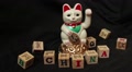 Lucky Asian Cat - Waving Cat With Toy Blocks (Static) Spelling 'china'