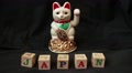 Lucky Asian Waving Cat - Dolly Left, Cat With Blocks Spell 'japan'