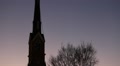Church Steeple High In Evening Sky
