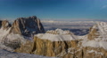 Sella Group And Sasso Lungo Mountain Peaks Winter Distant Clouds And Peaks