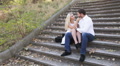 Couple Sitting On Stairs Nature