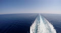Water Trace Behind The Large Cruise Ship On The Mediterranean Sea