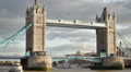 Stationary Shot Of Tower Bridge, White Ship On The Left, Located In London,