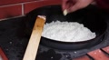 Human Hand Added Cloves Of Garlic In White Rice, Preparation Of Pilaf