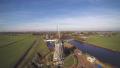 Windmill Dutch 17th Century Stompwijk 4k Drone Circle. Mp4
