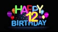 Happy 12th Birthday Title Seamless Looping Animation