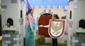 Happy Woman And Girl Dance In Room With Cardboard Castle