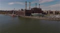 Aerial Shot Of A Power Station In New York City. Camera Goes Up.