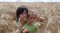 Mellow Wheat Harvest - Cute Family Mother And Child Daughter Play In A Field