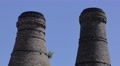 Industrial Architecture Heritage Old Bottle Kilns Close Up Deep Blue Sky