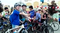 Selfie Cyclists, Women In Helmets Sitting On Bicycles, Make Selfie Photo Mobile