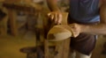 Venice. Woodworker Artist Carving A Forcola To Row On The Gondola With The Oar.
