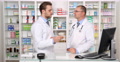 Pharmacist Men Collaboration Medicine Proposal Pill Recommendation Pharmacy Shop