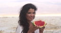 Pretty Girl Eating Watermelon