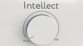 Turning White Hi-Tech Knob With Intellect Inscription From Minimum To Maximum
