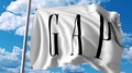Waving Flag With Gap Inc Logo. 4k Editorial Animation