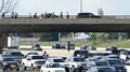 Crash Spectators Gathered On Highway Overpass