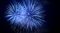 4k Slow Motion Bright Blue Fireworks, Sky Light Celebration Explosions