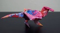 Closeup On A Colorful Origami Dragon On A Table