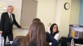 Collage Classroom Diverse Group Of University Students Asks Teacher Questions