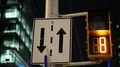 Traffic Light For Pedestrians With A Countdown. Evening Toronto, Canada