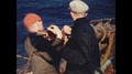 1950s: Durban, South Africa: Men Load Harpoon Onto Gun On Deck Of Ship. Men