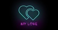 Colorful Neon Light Glowing Icon Heart My Love. Object Isolated In Png Format