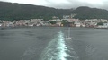 Cruise Ship Norwegian Fjords Yacht Crossing Water Trace Behind The Ship
