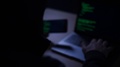 Hacker Spy Or Thief At Night In Office Screen Closeup