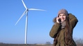 Clean Power, Girl With Mobile Phone In Her Hand Smiling And Talking On Phone On