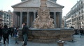 High Key Tilt Down Pantheon Facade Obelisk Water Fountain Rome Italy