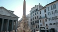 High Key Pan Left Piazza Buildings Obelisk Water Fountain Pantheon Rome Italy