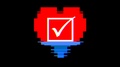 Pixel Heart With Check Mark Symbol Glitch Interference Screen Seamless Loop