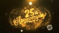 25th Happy Anniversary Celebration, Wishes, Greeting Text On Golden Firework
