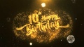 10th Happy Birthday Celebration, Wishes, Greeting Text On Golden Firework