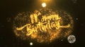 11th Happy Birthday Celebration, Wishes, Greeting Text On Golden Firework