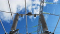 Motion Back Under High Voltage Lines At Electric Station