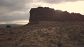 Aerial 4k Chasing Dolly Reveal Of Fort Rock In The Epic Golden Hour Light.