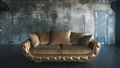 Luxury Quilted Sofa In The Studio In Gold Color