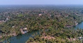 Aerial Shot Of Coconut Trees And Tropical Bush Between Water Canals