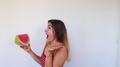 Girl Doing Ouups With Watermelon And Having Fun