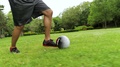 Slow Motion Action Of Man Dribbling Soccer Ball