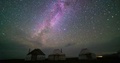 Milky Way Night Sky. Yurt On Tajikistan Kyrgyzstan Highlands. Time Lapse Video