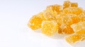 Crystallized Candied Ginger Pieces On White.