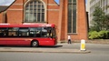 Bus Departing Outside Cadbury, Bournville, Birmingham, Uk